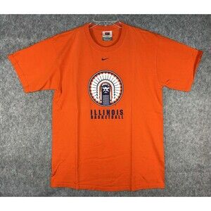 VTG Illinois Fighting Illini Nike Team Basketball T-Shirt Chief Illiniwek Size M